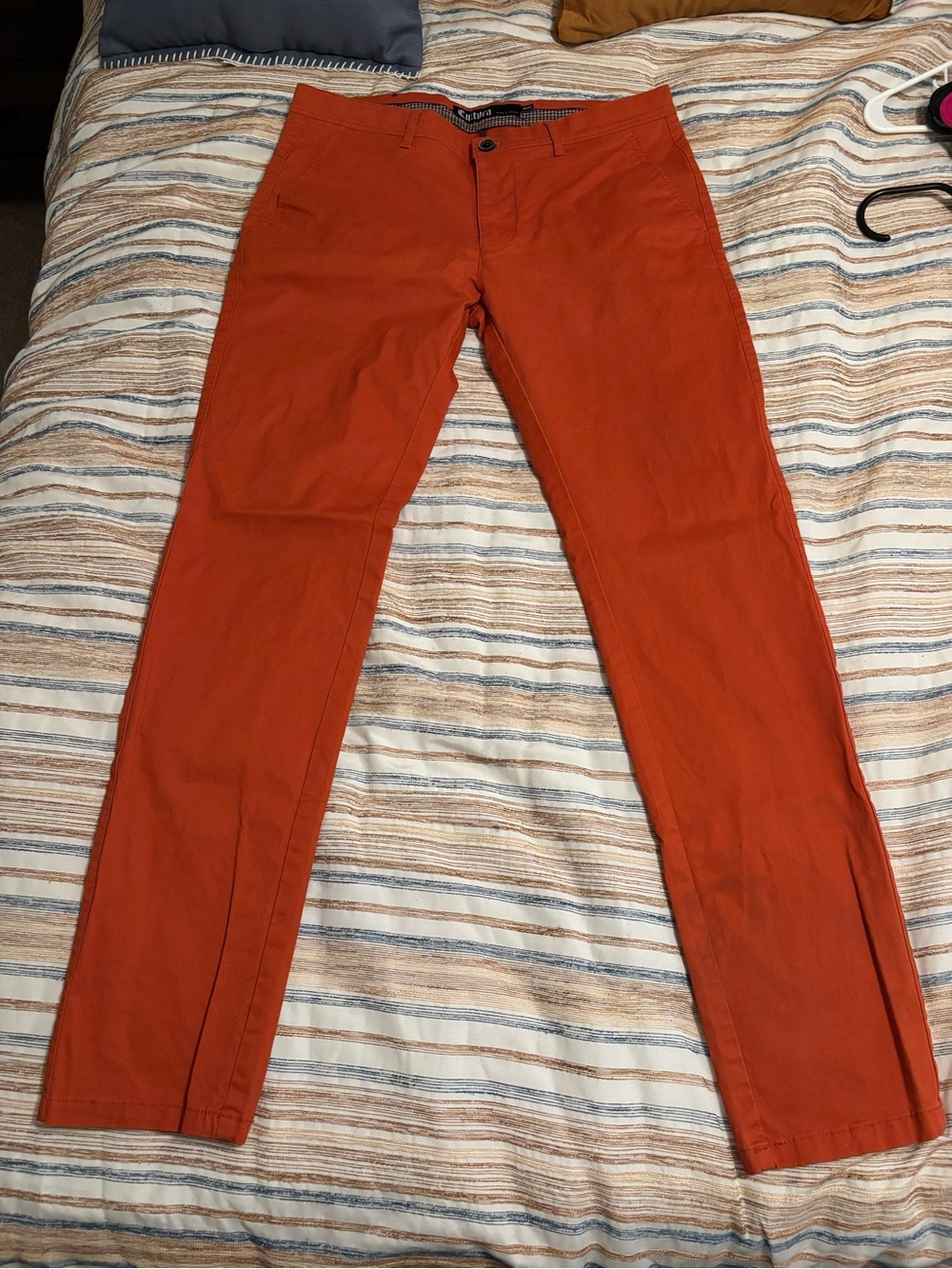 Cultura New York Men's Slim Fit Chino Pants Burnt Orange Stretch Size 32x32